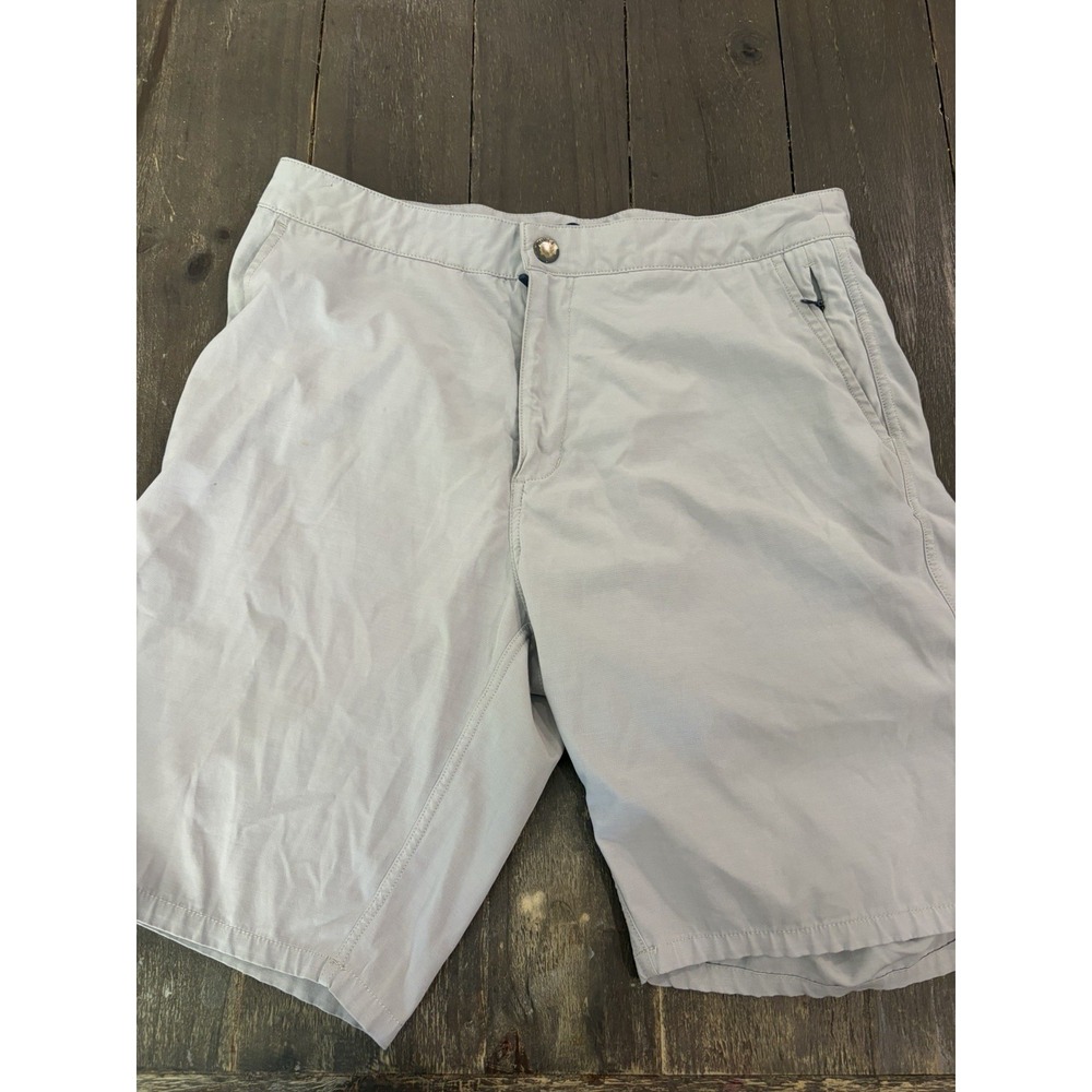 Johnnie-O Prep-Formance Shorts Men's 34 Khaki Flat Front 9" Inseam Tech fit